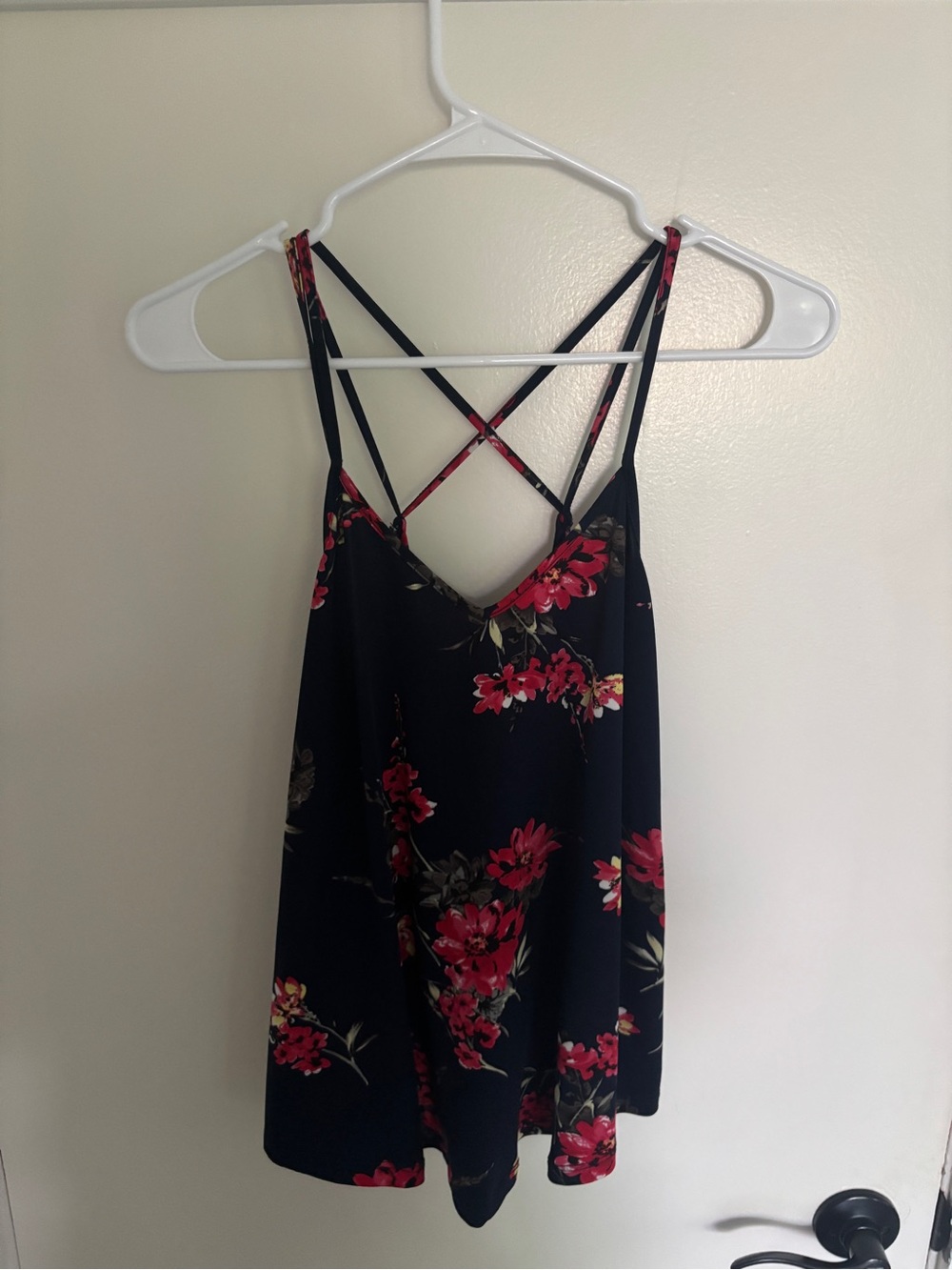 Papermoon Navy Floral Spaghetti-Strap Cami with Pink Flowers